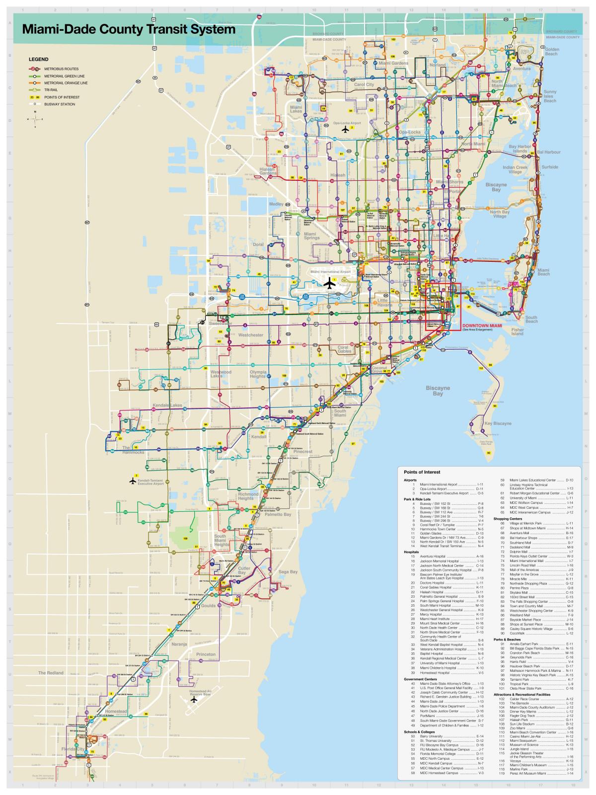 Miami transports publics carte