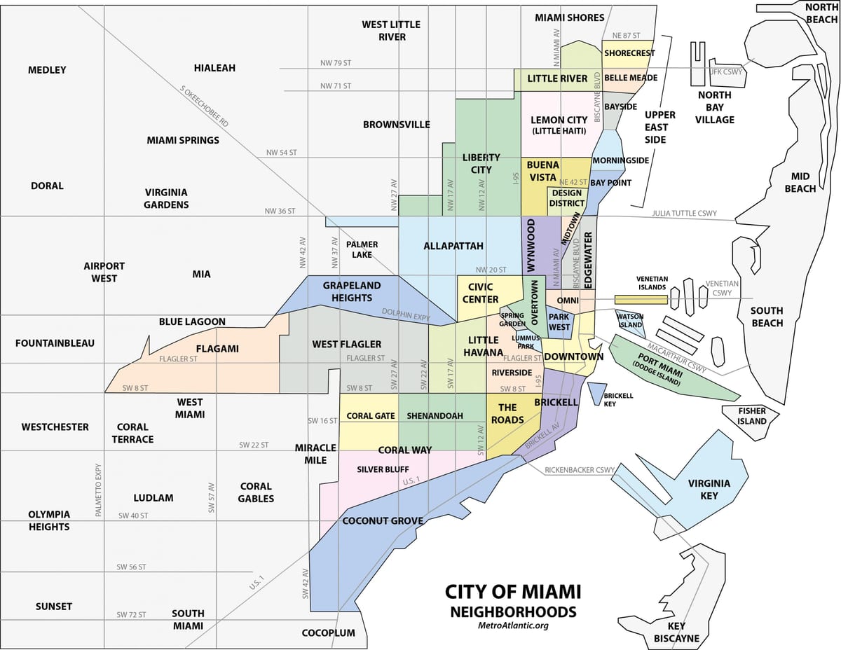 carte de la région de Miami