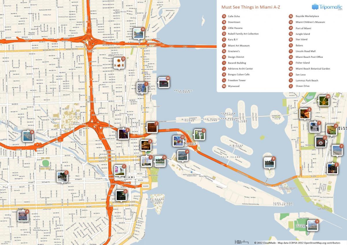 la carte touristique de Miami
