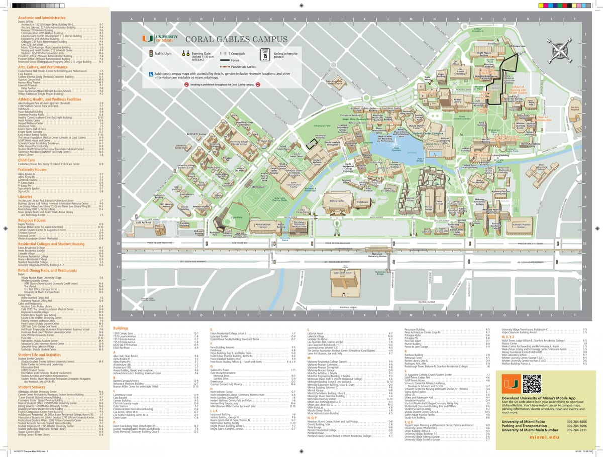 l'université de Miami carte du campus