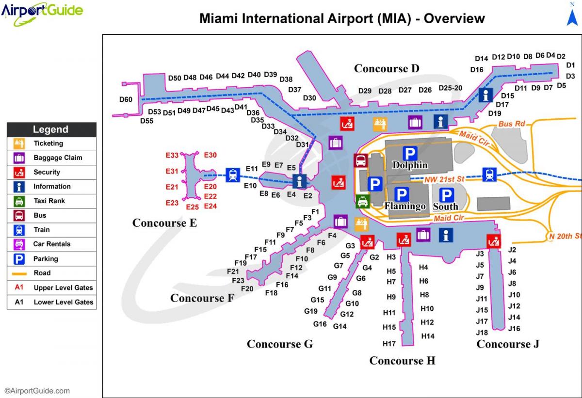 carte de l'aéroport international de Miami