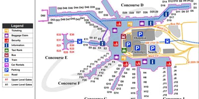 Carte de l'aéroport international de Miami